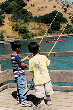 Two children fishing