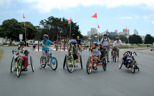 A group of youth cyclists and parents in San Francisco