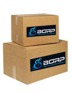 Moving boxes with BORP logo on side