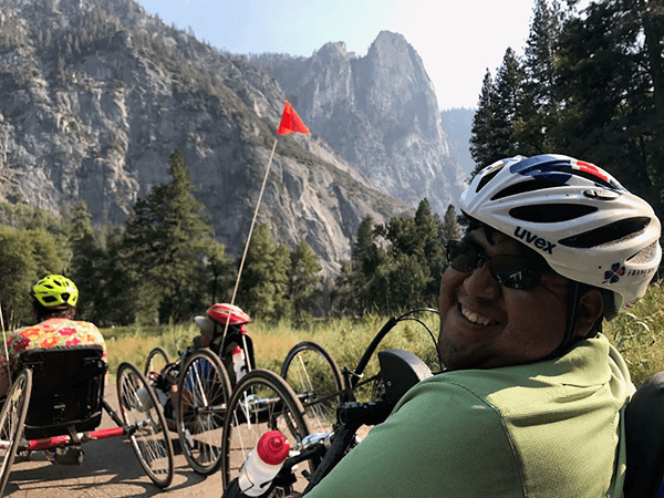 Oscar Matias is all smiles on his first visit to Yosemite despite growing up in Oakland.