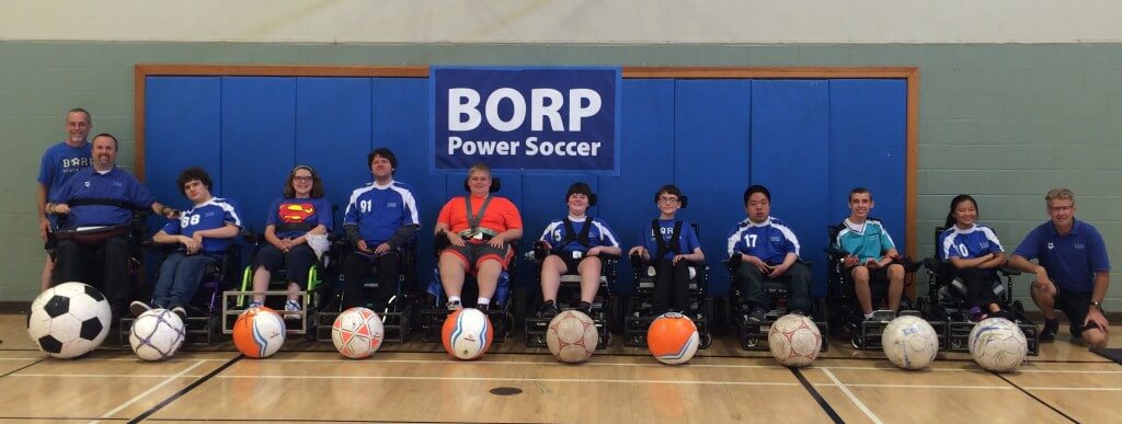 Athletes from the 2014 BORP Summer Power Soccer Camp