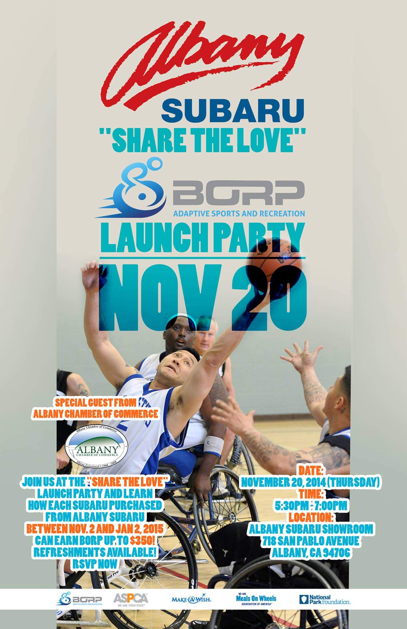 The "Share the Love" Albany Subaru Launch Party is Nov. 20.   