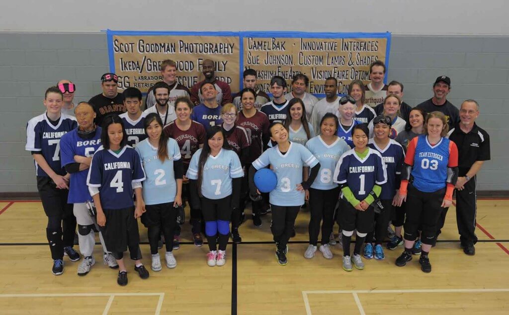 Participants from the 20th Annual BORP Goalball Invitational Tournament pose for the camera