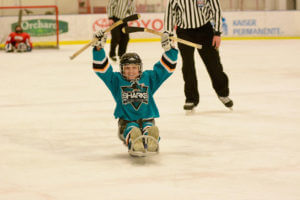 Celebrating after making a penalty shot