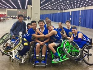 Group hug at the National Wheelchair Basketball Tournament