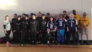 Group picture of CAL/BORP and CSB Goalball players