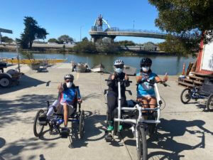 Cyclists starting their Revolution ride from the cycling center.