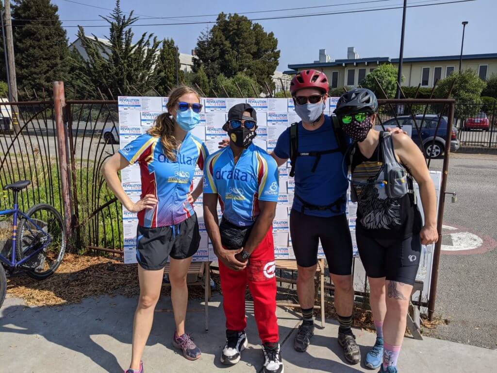 Revolution participants posing at BORP's cycling center before their Revolution 2020 ride.