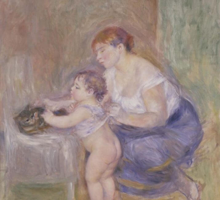 Painting titled Mother and Child by Pierre-Auguste Renoir