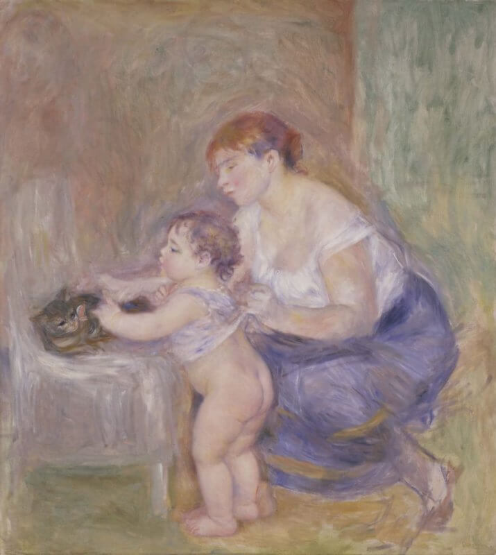 Painting titled Mother and Child by Pierre-Auguste Renoir