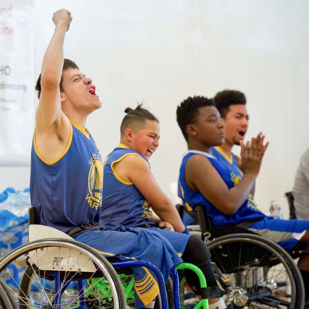 youth cheering basketball game