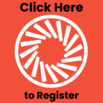 An orange box with the Revolution Ride logo image of a stylized tire with the words, "Click here to register."