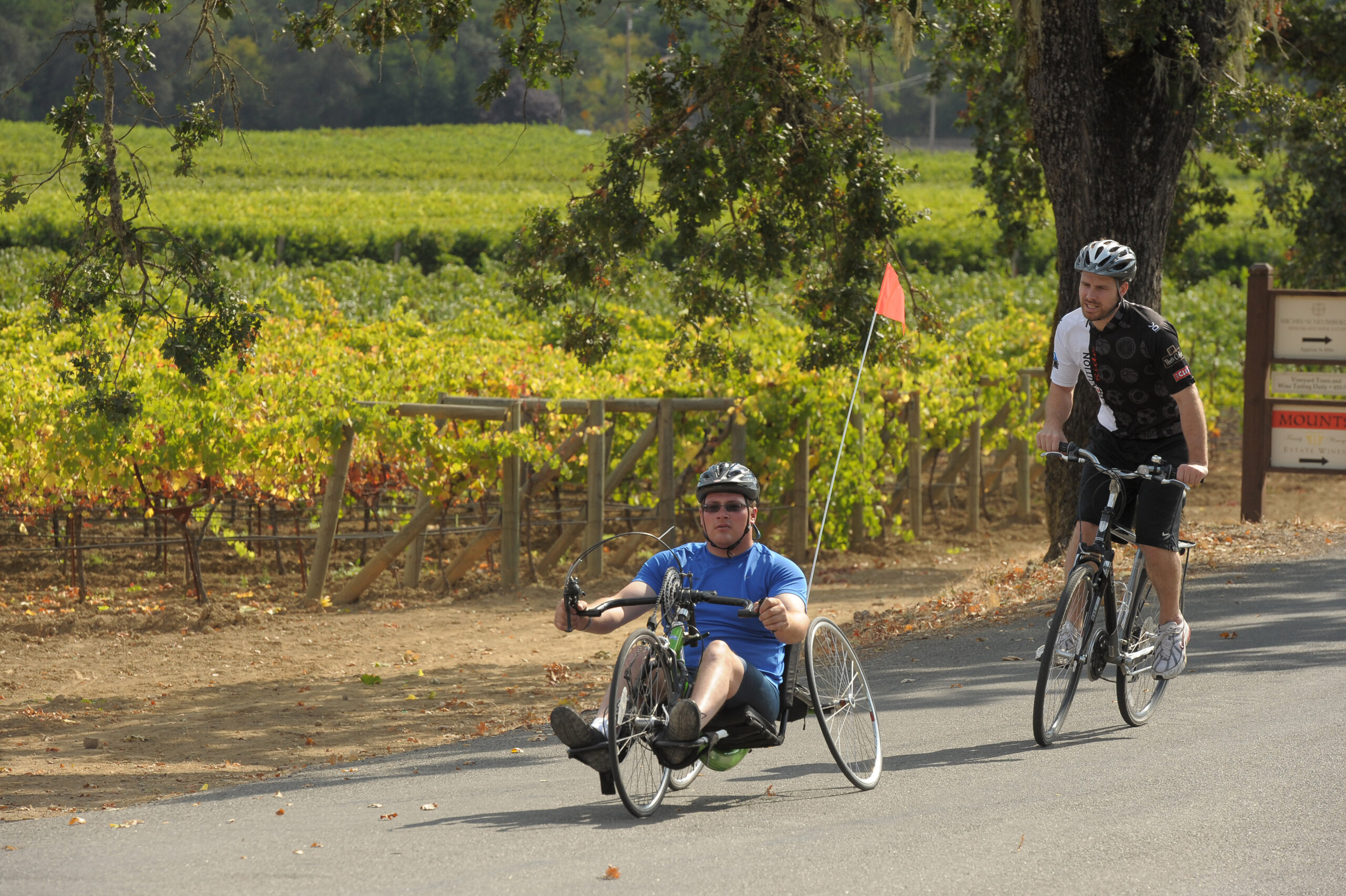 distance shot of a hand-cycler wearing the 2011 Revolution Ride Jersey