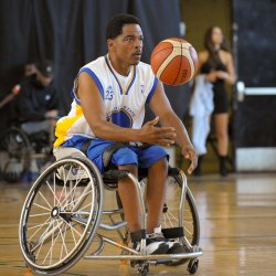 Chuck Gill playing a basketball game